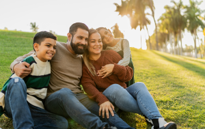 Happy family in the park enjoying time together